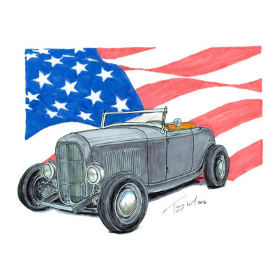 1932 Ford Roadster USA Flag