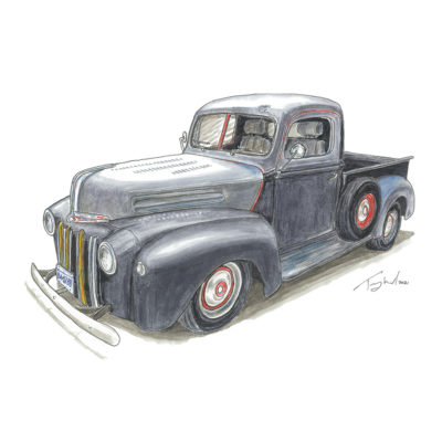 1946 Ford Pickup Copic Marker Sketch
